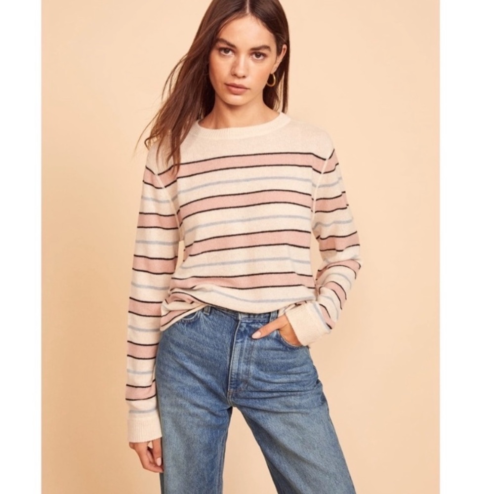 NWOT Reformation Cashmere Boyfriend Striped Sweater